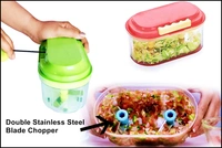 Handy Dual Blade Manual Food Chopper Compact & Powerful 2in1 Handy 1 Litre  Chopper, Cutter with SS Blades a (1000 ml)